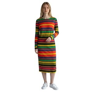 Vintage 60s 70s ILGWU Union Sheath Dress Striped Mod Retro Groovy Maximalist